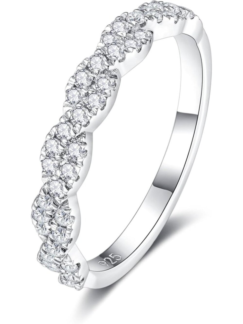 Stunning Moissanite Eternity Wedding Band - Sterling Silver Ring for Women